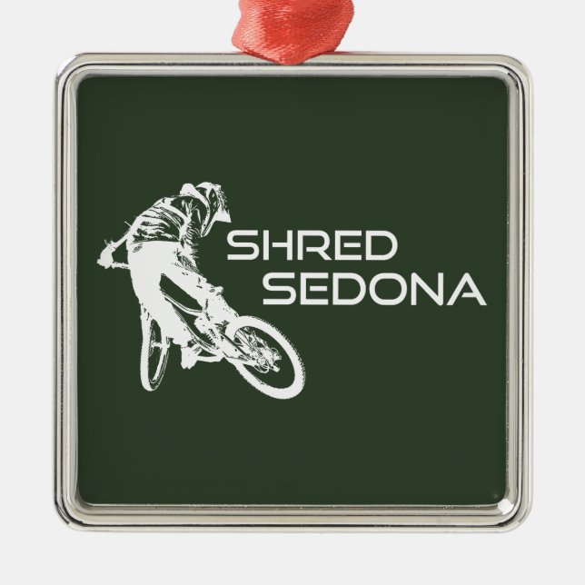 Shred Sedona Arizona Mountain Biking Julgransprydnad Metall (Framsidan)