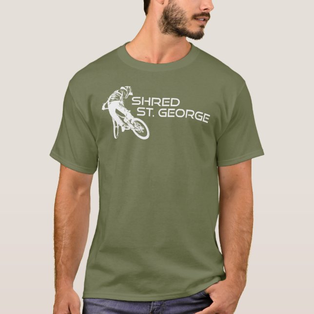 Shred St. George Utah Mountain Biking T Shirt (Framsida)