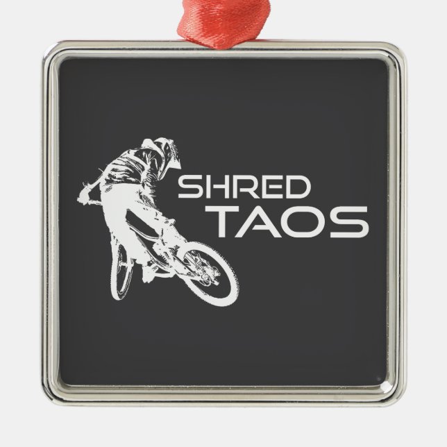 Shred Taos New Mexico Mountain Biking Julgransprydnad Metall (Framsidan)