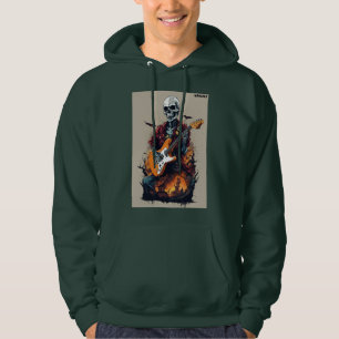 "Shred the Dead: Creepy Skull Guitarist Tee" Hoodie