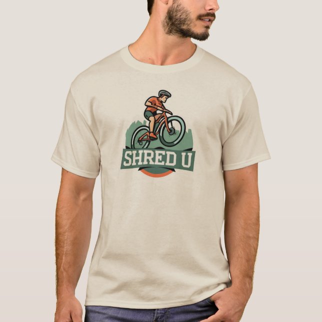 Shred Universiteten Mountain Biking T Shirt (Framsida)