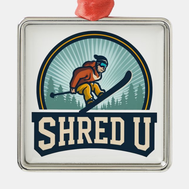 Shred Universiteten Skiing Julgransprydnad Metall (Framsidan)