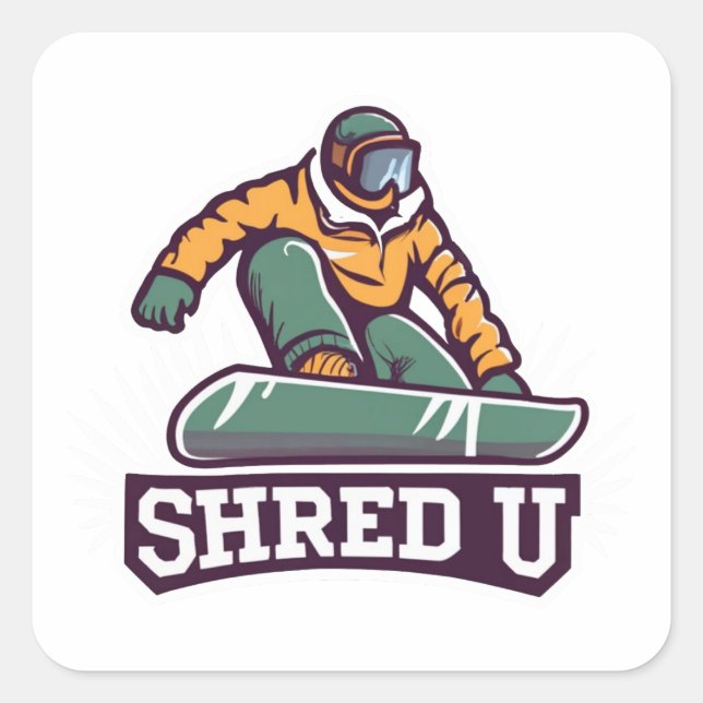 Shred Universiteten Snowboarding Fyrkantigt Klistermärke (Framsida)