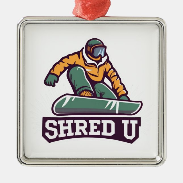 Shred Universiteten Snowboarding Julgransprydnad Metall (Framsidan)