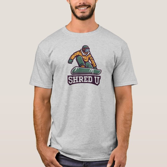 Shred Universiteten Snowboarding T Shirt (Framsida)