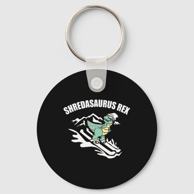 Shredasaurus Rex Ski Dinosaur Kids Funny Skiing Gi Nyckelring (Framsida)