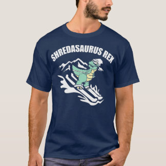 Shredasaurus Rex Ski Dinosaur Kids Funny Skiing T Shirt