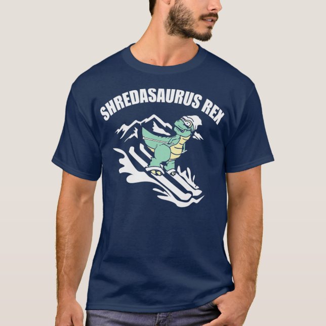 Shredasaurus Rex Ski Dinosaur Kids Funny Skiing T Shirt (Framsida)