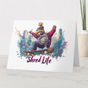 Shredda livet - Cool Skateboarding Gnome Kort