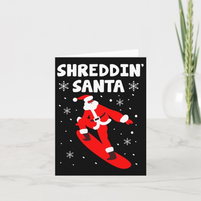 Shreddin 'Santa Rolig Tomte Snowboard Jul Kort (Framsida)
