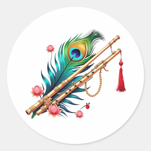 Shree Krishna Janmashtami Runt Klistermärke (Framsida)