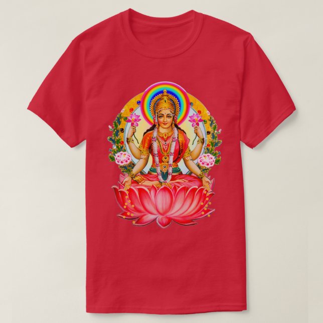 Shree Lakshmi Goddess förmögenhet och Abundance T Shirt (Design framsida)