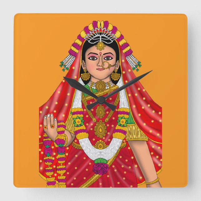 Shree Radha Wall Clock Fyrkantig Klocka (Framsida)