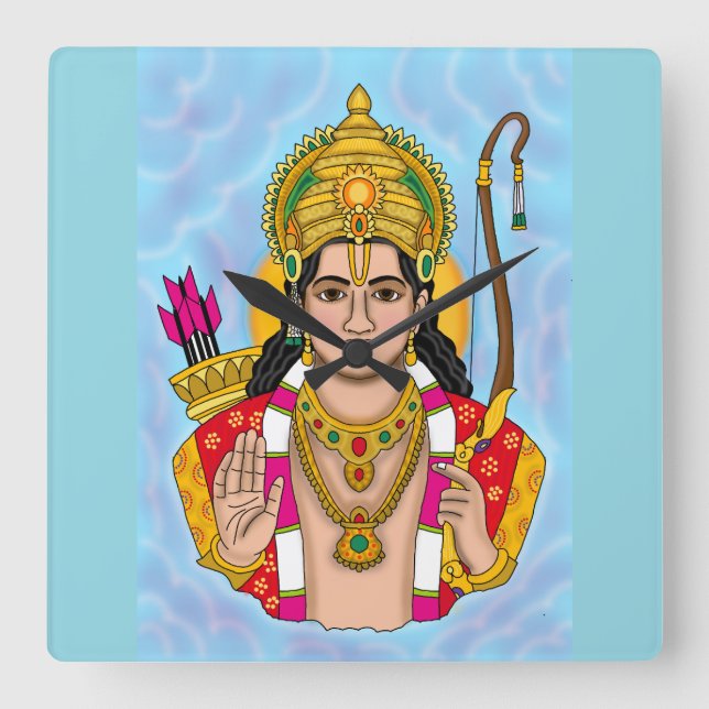 Shree Ram Väggtimme Fyrkantig Klocka (Framsida)