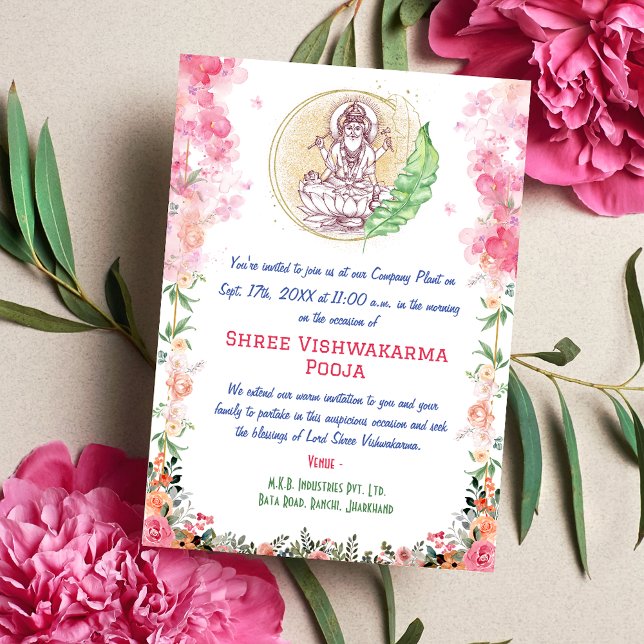 Shree Vishwakarma Pooja Blommigt Inbjudningar (Skapare uppladdad)