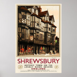 Shrewsbury England 1930-talet Klassisk Vintage Sti Poster