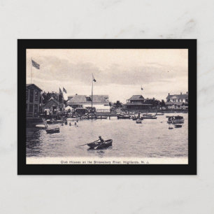 Shrewsbury River Klubb House, Highlands, NJ Vintag Vykort