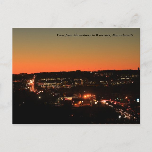Shrewsbury Worcester Twilight Vykort (Framsida)