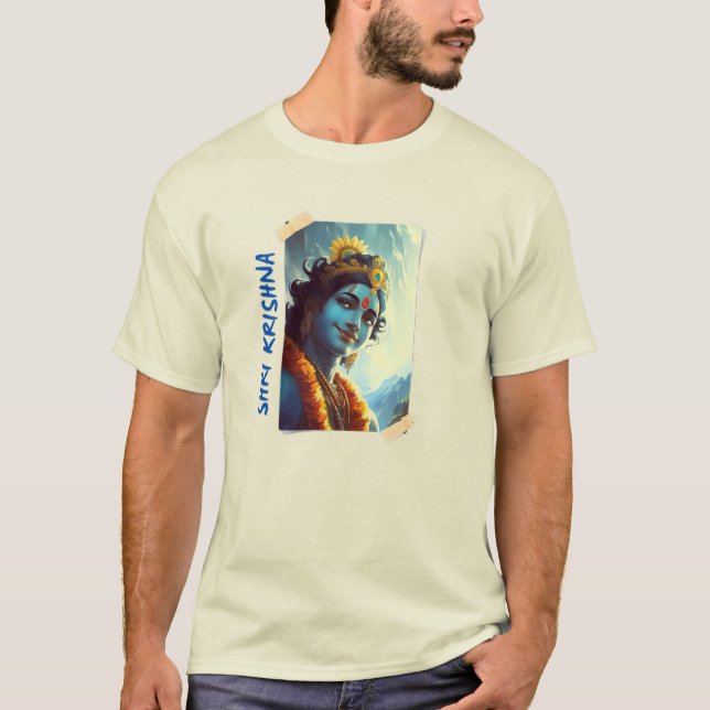Shri Krishna Divine Art T Shirt (Framsida)