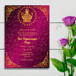 Shri Satyanarayan Pooja Hindu Inbjudningar