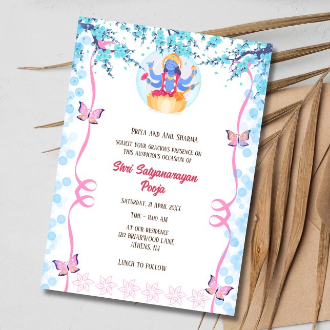 Shri Satyanarayan Pooja Hindu Inbjudningar (Skapare uppladdad)