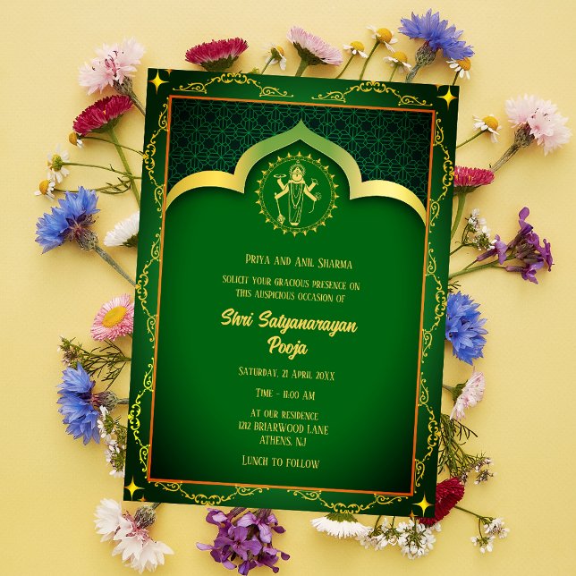 Shri Satyanarayan Pooja Hindu Inbjudningar (Skapare uppladdad)