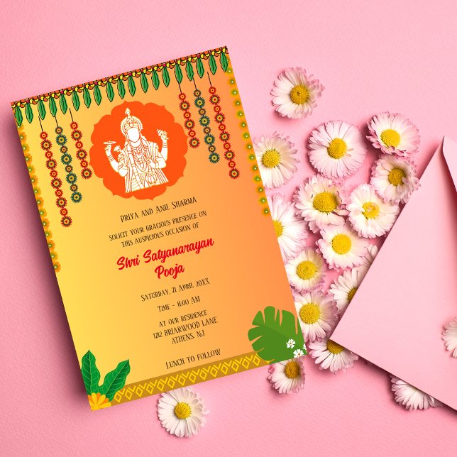 Shri Satyanarayan Pooja Hindu Inbjudningar (Skapare uppladdad)