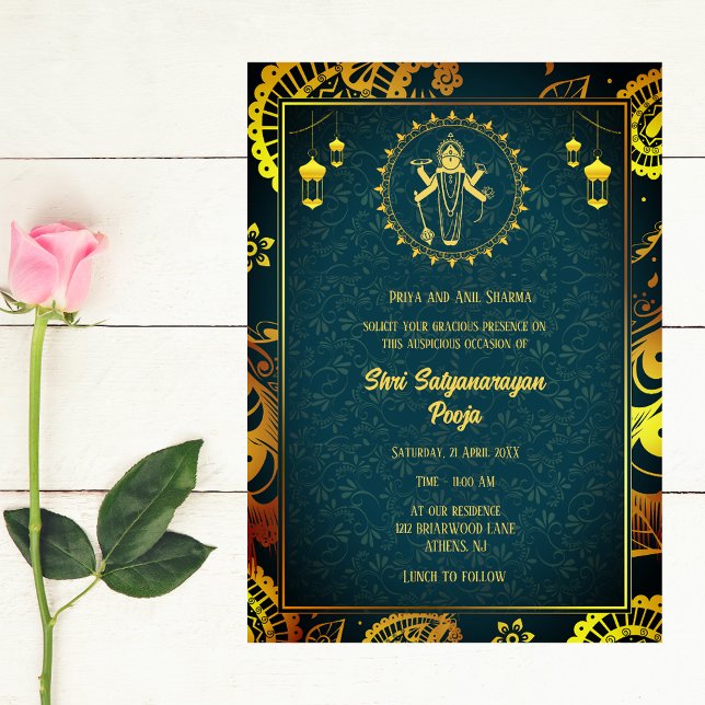 Shri Satyanarayan Pooja Hindu Inbjudningar (Skapare uppladdad)