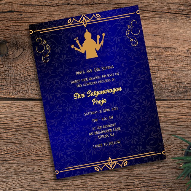 Shri Satyanarayan Pooja Hindu Inbjudningar (Skapare uppladdad)