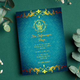 Shri Satyanarayan Pooja Hindu Indian Royal Inbjudningar