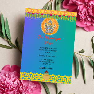 Shri Satyanarayan Pooja Hindu Indian Stil Flower Inbjudningar