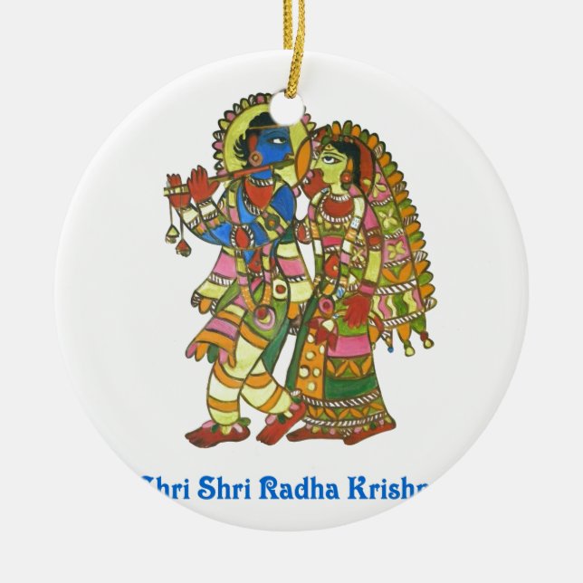 Shri Shri Radha Krishna Julgransprydnad Keramik (Framsidan)