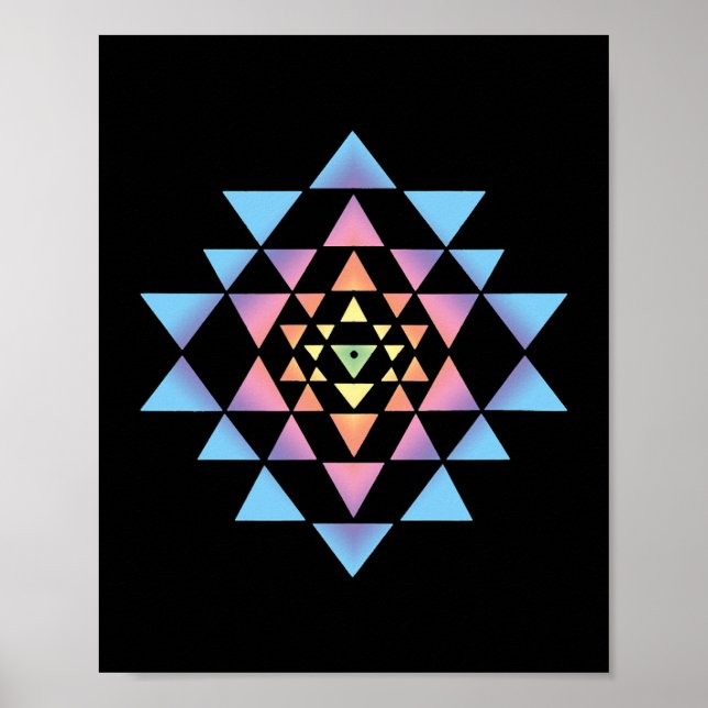 Shri Yantra Buddhism Meditation Helig Geometry Ze Poster (Framsidan)