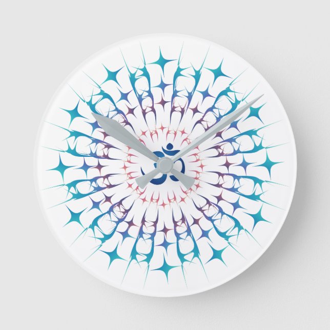 Shri Yantra eller Sri Chakra - glödande energi Rund Klocka (Framsida)