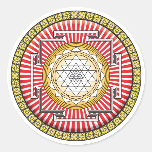 Shri Yantra Icon Runt Klistermärke (Framsida)