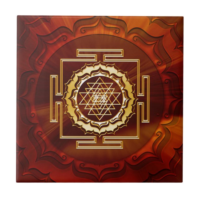 Shri Yantra - Kosmisk energiproducent Kakelplatta (Framsidan)