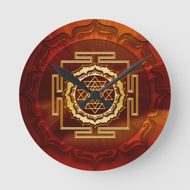 Shri Yantra - Kosmisk energiproducent Rund Klocka (Framsida)