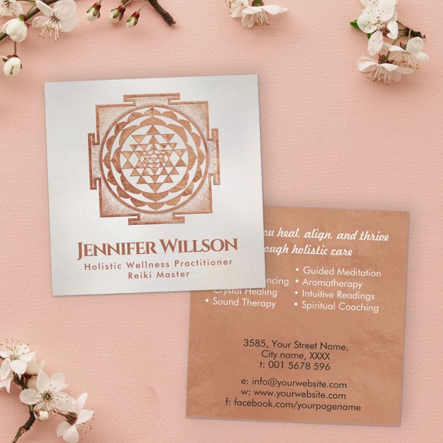 Shri Yantra - Sri yantra - Shri Chakra - Koppar Fyrkantigt Visitkort (Skapare uppladdad)
