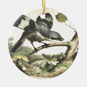 SHRIKE-FÅGEL MED KRYP JULGRANSPRYDNAD KERAMIK