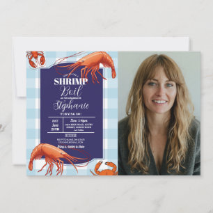 Shrimp Boil Födelsedagsfest Seafood Crab Photo Inbjudningar