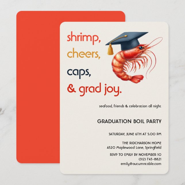 Shrimp Boil Graduation Party Invitation Seafood  Inbjudningar (Fram/baksida)