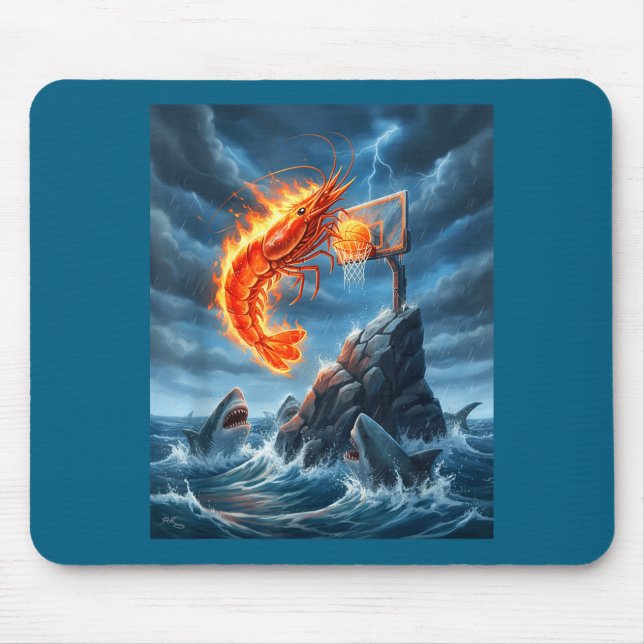 Shrimp Dunking On Shark Funny Fishing Meme Basketb Musmatta (Framsidan)