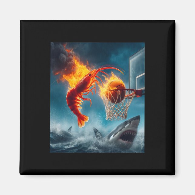Shrimp Dunking On Shark Funny Fishing Meme  Magnet (Framsidan)