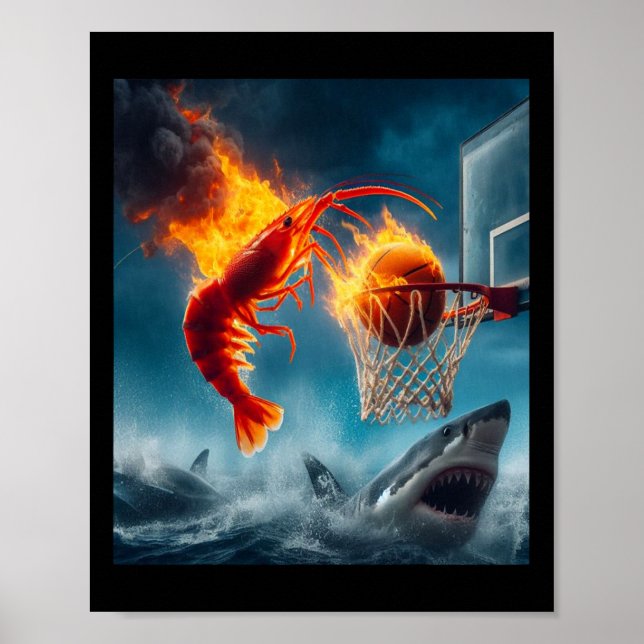 Shrimp Dunking On Shark Funny Fishing Meme  Poster (Framsidan)