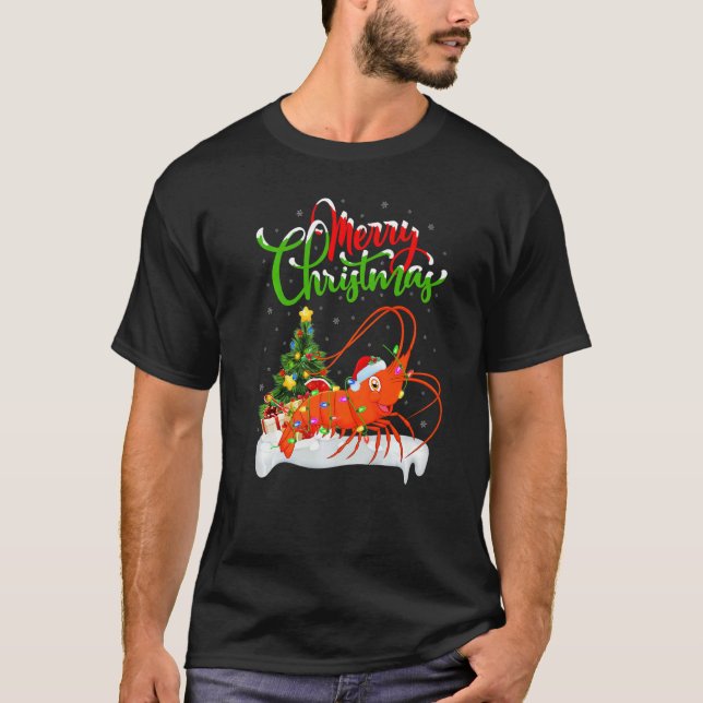 Shrimp Fish  Xmas Decorations Santa Shrimp Christm T Shirt (Framsida)