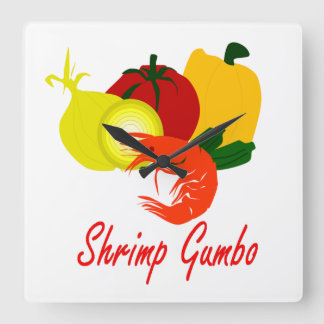 Shrimp Gumbo Fyrkantig Klocka