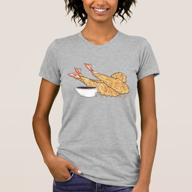 Shrimp Prawn Tempura Japanska Food Restaurant T Shirt (Framsida)