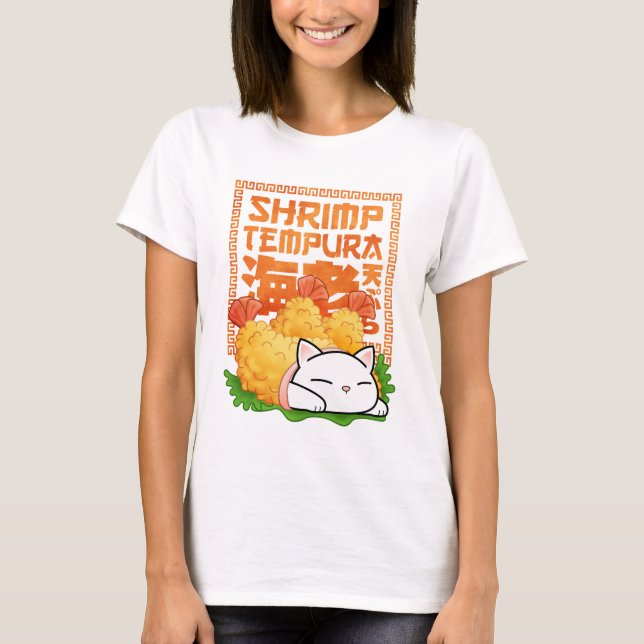 Shrimp Tempura Cat T Shirt (Framsida)