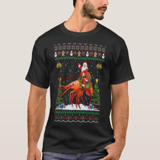 Shrimp Ugly Julafton Gift Santa Riding Shrimp Chri T Shirt