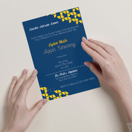 SHRIMPLY Blue Gult Mönster, Aqiqah Baby Shower Inbjudningar